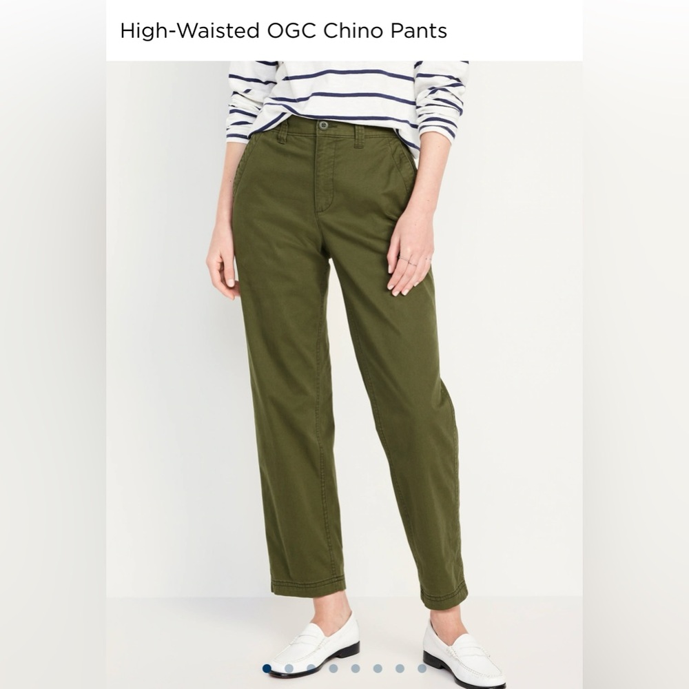 High-Waisted OGC Chino Pants, Old Navy, Size Medium Tall, Olive Colour